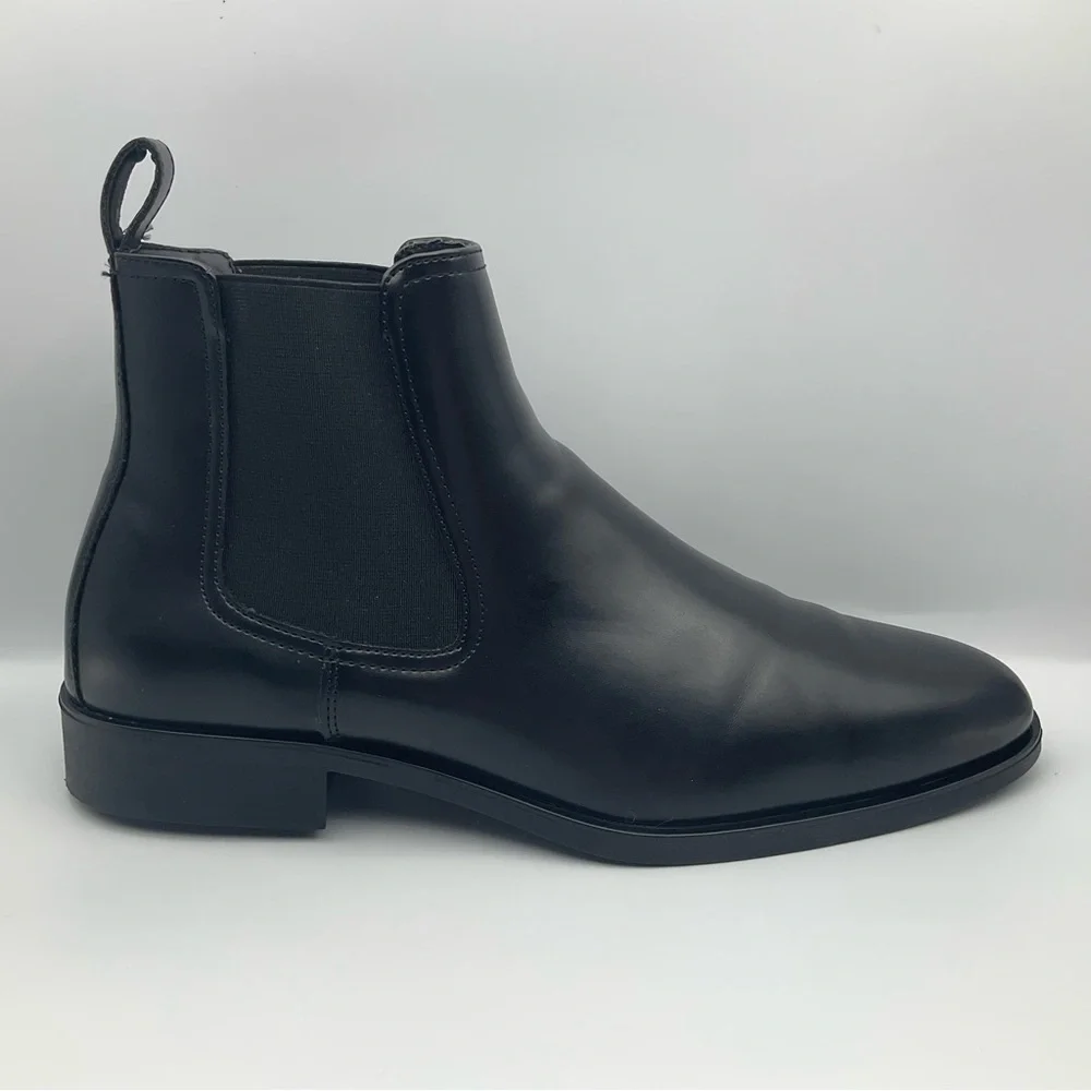 ZARA - Black Leather Dress Casual Chelsea Boots - Picture 6 of 11